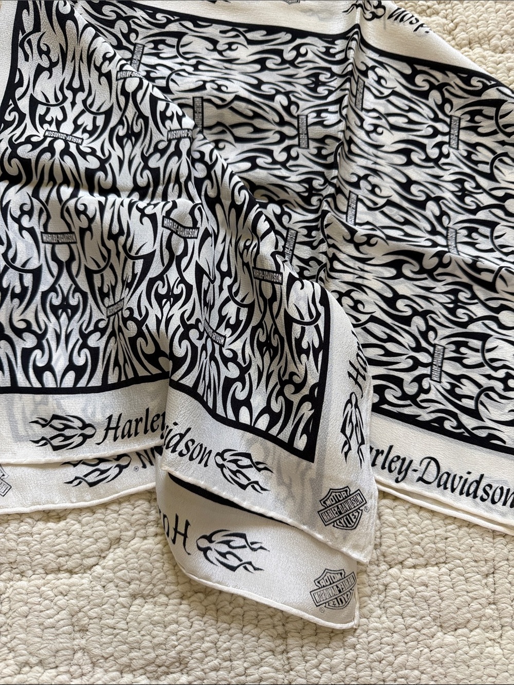 Harley-Davidson Black & Cream Flame Motif Bandana